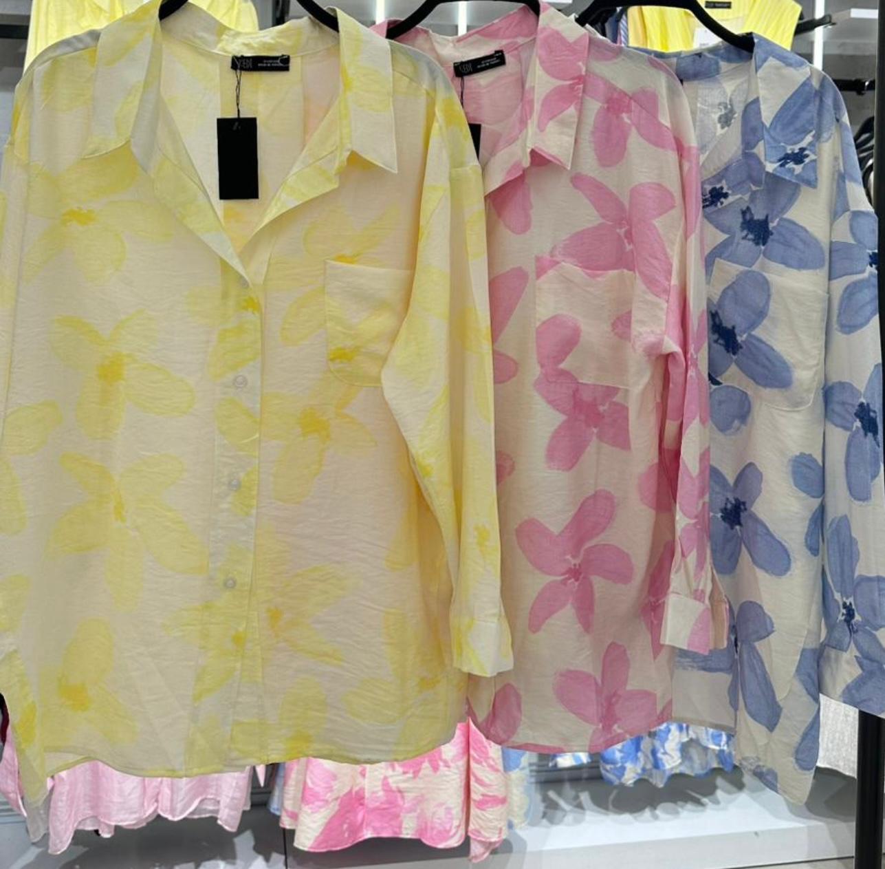 Flora Oversize Pamuklu Cep Detaylı Gömlek